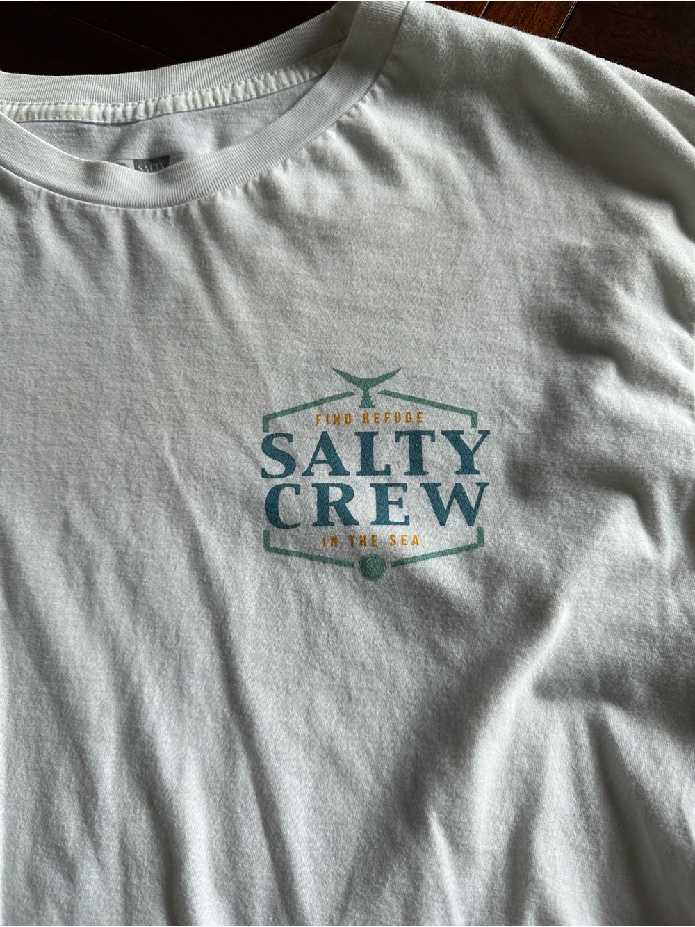 Salty Crew Men's Long Sleeve Classic Cotton Logo Tee - White/Teal